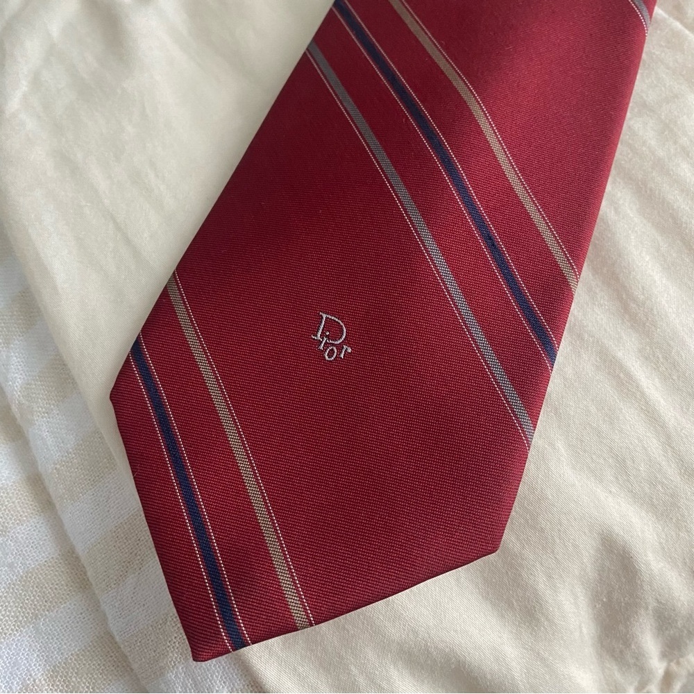 Christian Dior Vintage Burgundy Stripe Tie